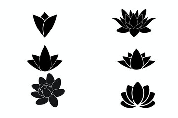 Lotus flowers icon set in flat style, lotus Vector Illustration Free Vector
