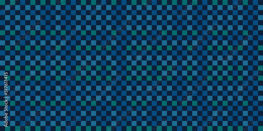 Poster abstract green and blue squares pattern, checkered texture on dark blue background, design element i