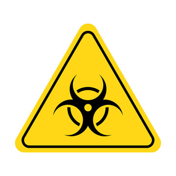 Biohazard sign. Bio waste danger, biological, epidemic hazard icon with yellow triangle symbol. Vector illustration.