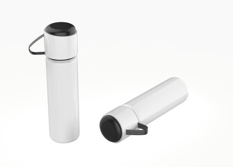 Matte Thermos Bottle Mockup isolated on white background. 3d illustration 