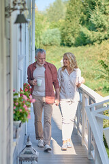 Mature couple feeling happy and excited spending time together