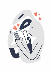 The rabbit is happy to read an interesting book. A scientist hare with a book in his hands. The rabbit learns the world around him with the help of literature. Bookworms doing what they love