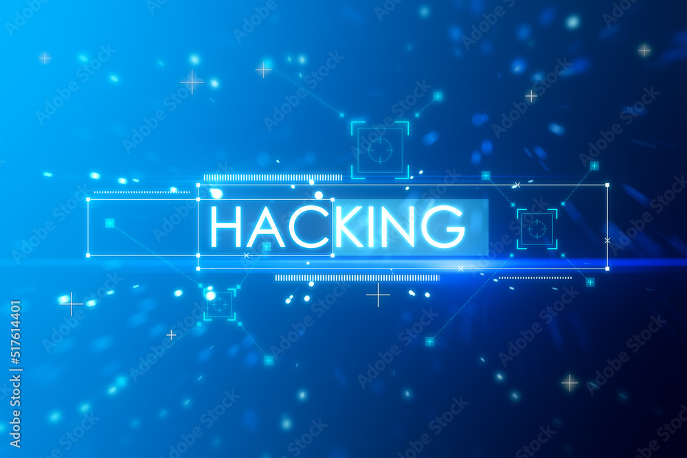 Poster Creative blue global security and hackig texture with polygonal dots and connections. Malware, safety and phishing concept. 3D Rendering.
