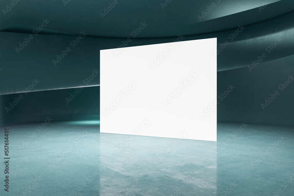 Poster modern or futuristic abstract gray interior with empty mock up banner . 3d rendering.