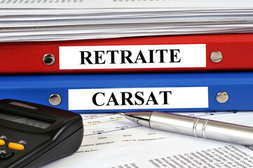 Dossiers pour la retraite en France avec la Carsat - obrazy, fototapety, plakaty