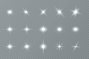 White transparent stars light effect. Starlight effect, flare.