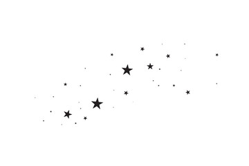 Stars on a white background. Black star shooting with an elegant star.Meteoroid, comet, asteroid, stars.