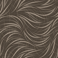 Seamless vector beige abstract pattern of thin wavy lines.Linear texture in pastel colors.