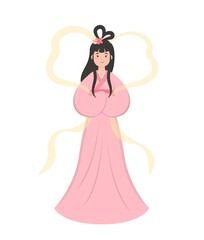 Beautiful woman in Chinese dress, Fairy for Mid-Autumn Festival or Qixi Festival, legends, traditional Asian festivals