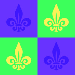 mardi gras carnival, lily flower heraldic symbol, vector illustration 