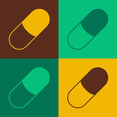 Pop art Sleeping pill icon isolated on color background. Vector