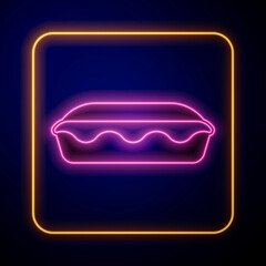 Glowing neon Homemade pie icon isolated on black background. Vector