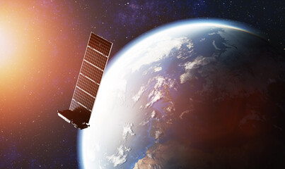 Internet starlink satellite in space near Earth. © Photocreo Bednarek