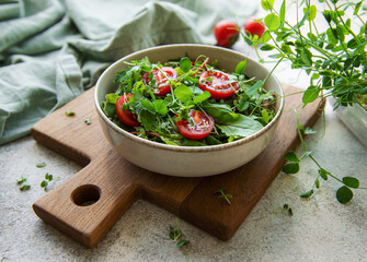 Vegan food: healthy fresh vegetables salad