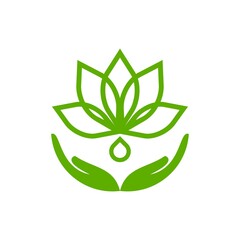 Green lotus logo design icon vector