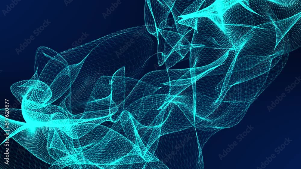 Wall mural animated background. futuristic mysterious flowing digital particles wave de-focus virtual reality a