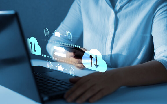 FTP(File Transfer Protocol) files receiver and computer backup copy. File sharing isometric. Exchange information and data with internet cloud technology. Digital system for transferring documents.