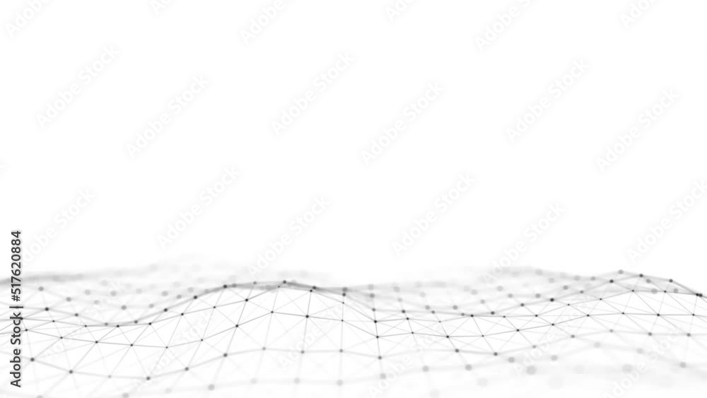 Fototapete Dynamic wave with connected dots and lines on a white background. Digital wave background concept. Abstract technology background. Big data visualization. 3D rendering.