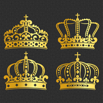premium royal king crown vector set