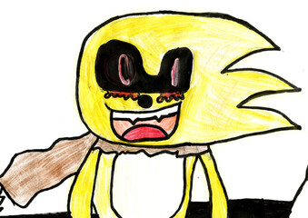 Children's drawings a cartoon image and line drawings