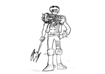 Children's drawings a cartoon image and line drawings