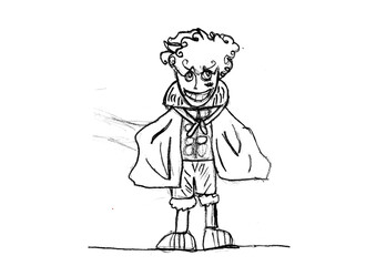 Children's drawings a cartoon image and line drawings