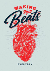 Grunge Print Design With Heart