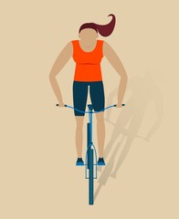 Girl cyclist. front view in action. The concept of sports and sports competitions 