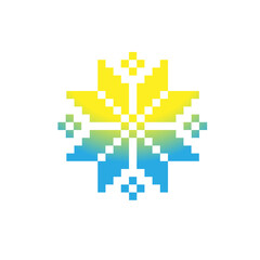 Graphic ornament  with blue and yellow colors. Ukrainian symbol, ethnic elements, flag. Concept of Ukrainian fight for freedom. 