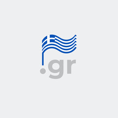 Obraz premium Greece flag icon. Original simple design of the greek flag, map marker. Design element, template national poster with gr domain. State patriotic banner of greece. Vector illustration