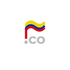 Colombia flag icon. Original simple design of the colombian flag, map marker. Design element, template national poster with co domain. State patriotic banner of colombia. Vector illustration