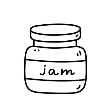 Jar of jam isolated on white background. Vector hand-drawn illustration in doodle style. Perfect for recipes, decoration, logo, menu, various designs.