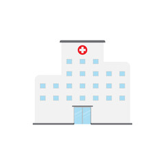 hospital exterior building concept. light gray building. building isolate from white background.