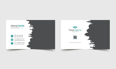 Modern business card template. Flat design vector abstract creative, travel agency business card