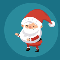 Cute Santa Claus character for design. Christmas sticker, postcard. Vector illustration.