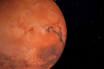 Mars is one of the planets in the solar system. 3d illustration
