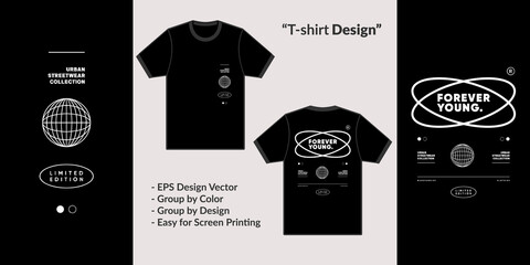 Typography forever young streetwear theme design for premium tshirt vector clothing merchandise
