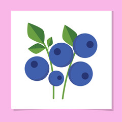 Blueberry bush in flat style. Product for cooking in kitchen. Vector illustration. Icon for menu, book design.