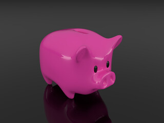ピンクの豚の貯金箱　3Dイラストレーション