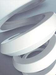 White spiral with depth of field effect. Trendy graphics style. Modern art. 3d rendering digital illustration