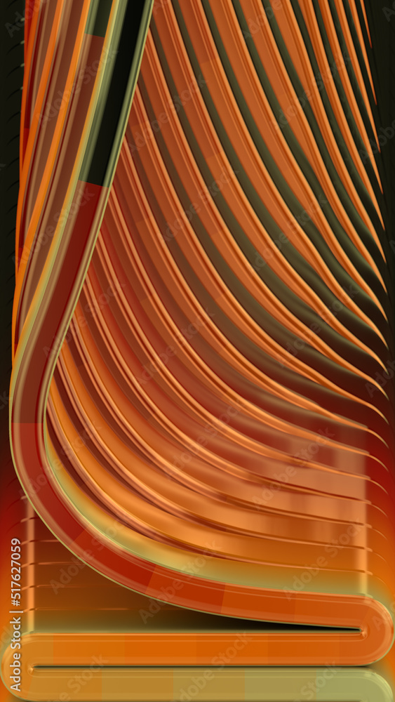 Poster Abstract flow of multi-colored lines with a stepped gradient. Digital illustration background. 3d rendering