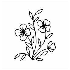 hand drawn doodle plant element for floral design concept