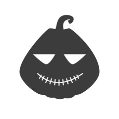 Funny Halloween pumpkin silhouette isolated on a white background. Vector illustration