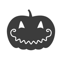 Funny Halloween pumpkin silhouette isolated on a white background. Vector illustration