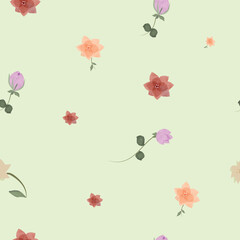 pattern of flowers with watercolor brushes
