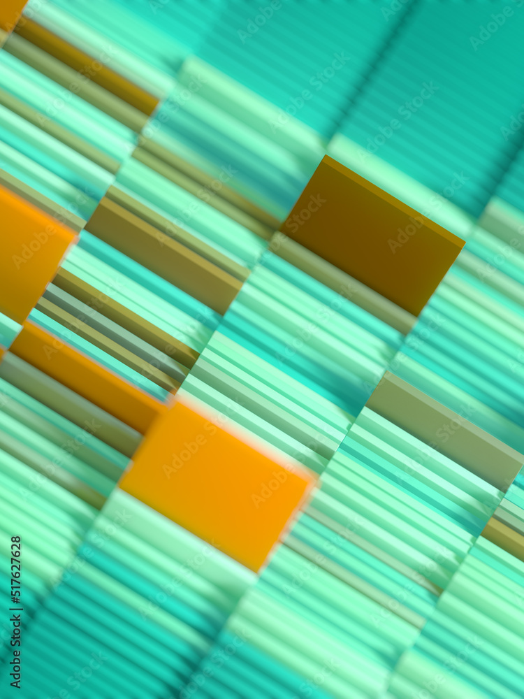 Poster wave stacks of rectangular shapes. abstract template. modern background. 3d rendering digital illust