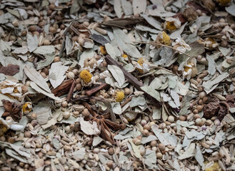 dried chamomile flowers as herbal tea