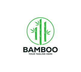 Bamboo logo design on white background, Vector illustration.