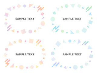 カラフルなグラデーションのポップな幾何学模様アイコンのフレームセット