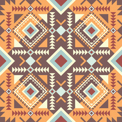 seamless pattern with ethnic ornament orange and brown colors